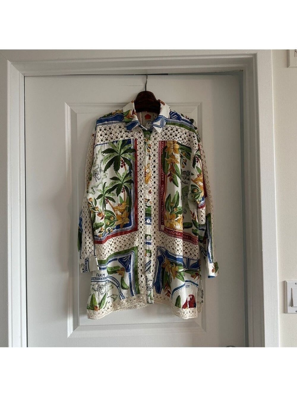 Farm Rio Tropical Destination Crochet Shirt - Picture 4 of 8